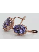 Vintage rose pink 14k 585 gold alexandrite earrings vec079 Vintage