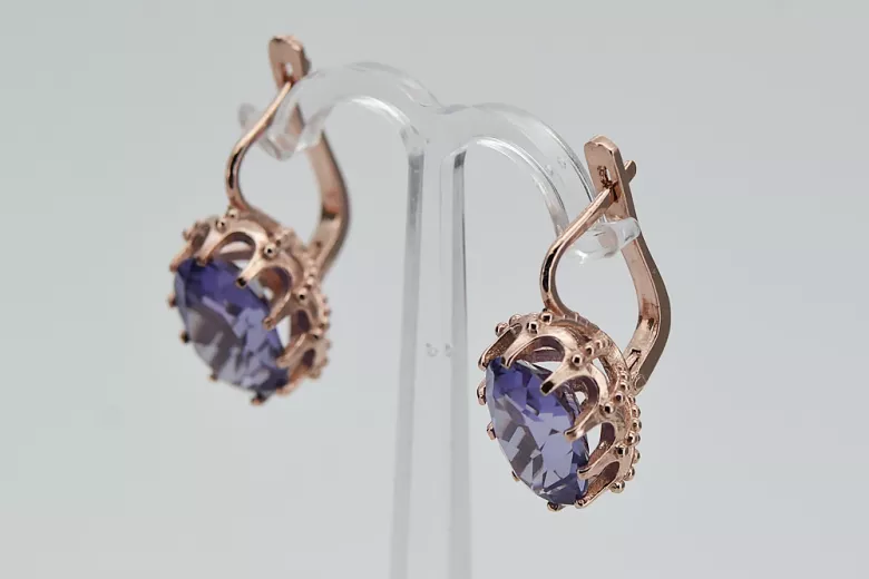 Vintage rose 14k 585 or alexandrite boucles d'oreilles vec079 Vintage