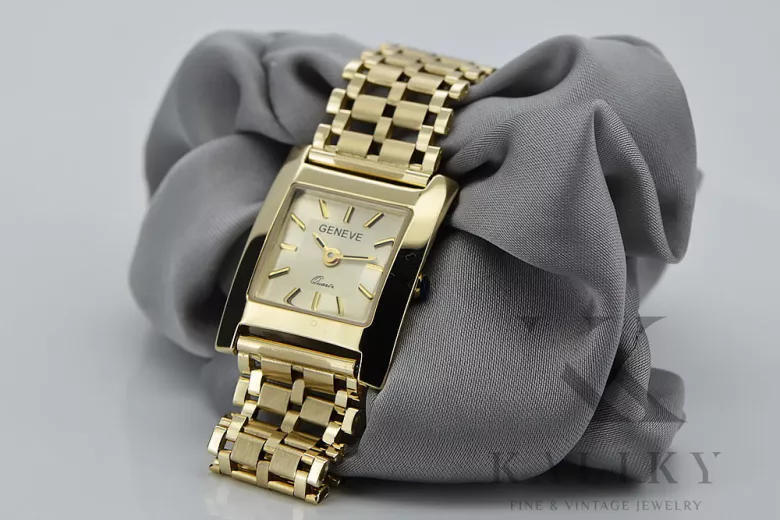 Gold men's watch Geneve ★ zlotychlopak.pl ★ Gold purity 585 333 Low Price!