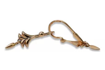 Rosa rusa rosa soviético 14k 585 oro URSS Pendientes de hoja vintage ven209