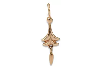 Vintage rose pink 14k 585 gold  Vintage leaf earrings ven209