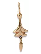 Vintage rose pink 14k 585 gold  Vintage leaf earrings ven209
