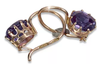 Vintage rose pink 14k 585 gold alexandrite earrings vec196