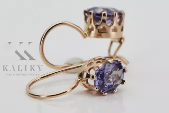 Vintage rose pink 14k 585 gold alexandrite earrings vec196