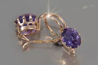 Vintage rose pink 14k 585 gold alexandrite earrings vec196