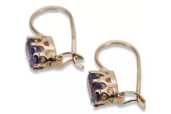 Vintage rose pink 14k 585 gold alexandrite earrings vec196