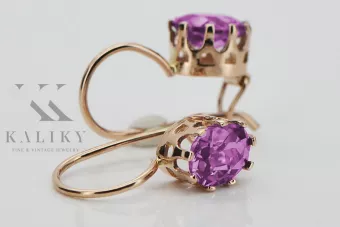 copy of Ruso soviético rosa rosa 14k 585 pendientes de oro vec196 alejandrita rubí esmeralda zafiro ...