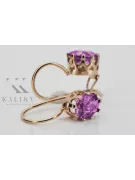Vintage rose pink 14k 585 gold amethyst earrings vec196