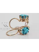 Vintage rose pink 14k 585 gold aquamarine earrings vec196