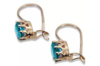 Vintage rose pink 14k 585 gold aquamarine earrings vec196