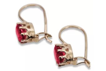 Vintage rose pink 14k 585 gold ruby earrings vec196