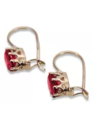 Vintage rose pink 14k 585 gold ruby earrings vec196