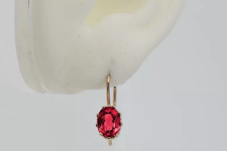 copy of Rusă sovietică a crescut roz 14k 585 cercei de aur vec196 alexandrit rubin smarald safir ...