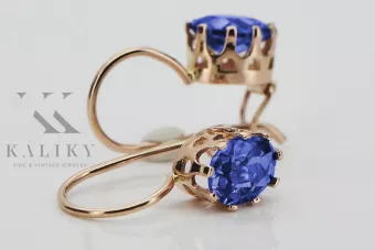 Vintage rose pink 14k 585 gold sapphire earrings vec196