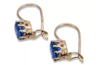 Vintage rose pink 14k 585 gold sapphire earrings vec196