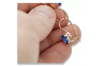 Vintage rose pink 14k 585 gold sapphire earrings vec196
