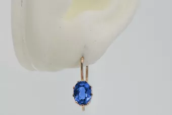 Vintage rose pink 14k 585 gold sapphire earrings vec196