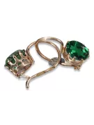 Vintage rose pink 14k 585 gold emerald earrings vec196