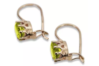 Vintage rose pink 14k 585 gold peridot earrings vec196