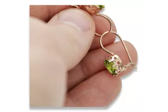 Russische sowjetische rosafarbene 14-karätige 585-Gold-Peridot-Ohrringe vec196