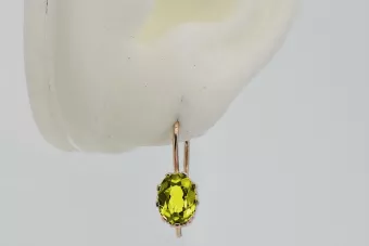 Vintage rose pink 14k 585 gold peridot earrings vec196
