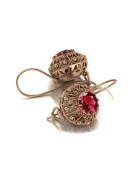 Kolczyki z różowego czerwonego 14k złota 585 z rubinem vec002 Vintage