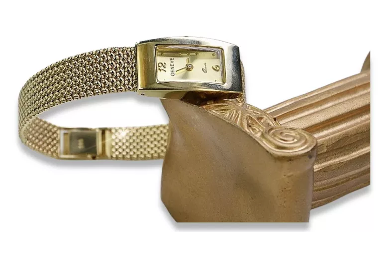 Złoty zegarek z bransoletą damską 14k włoski Geneve lw090y&lbw003y
