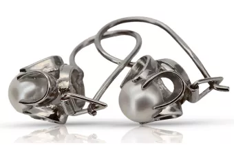 Sowjetische Ohrringe aus 925 Silber mit Perlen vepr004s