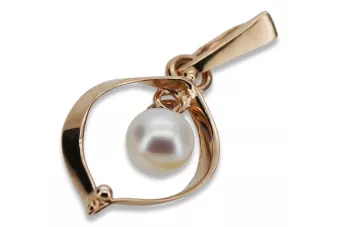 Ruso Soviet rosa 14k 585 perla de oro colgante vppr002