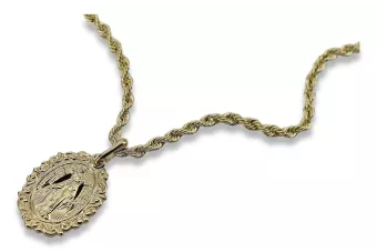 Aur 14k 585 Maica Domnului Fecioara Maria pandantiv medalion & lanț Corda pm005y&cc019y2mm