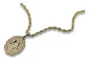 Золото 14k 585 Медальон Богоматери Девы Марии кулон и цепочка Corda pm005y&cc019y2mm