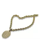 Oro 14k 585 Madre de Dios virgen María medallón colgante y cadena Corda pm005y&cc019y2mm