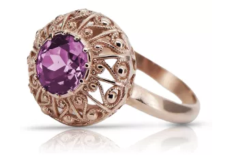Russische sowjetische 925 Silber Rose vergoldet Amethyst Ring vrc059rp Vintage