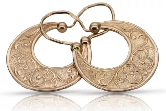 Rose pink 14k 585 gold Vintage Gipsy earrings ven050r