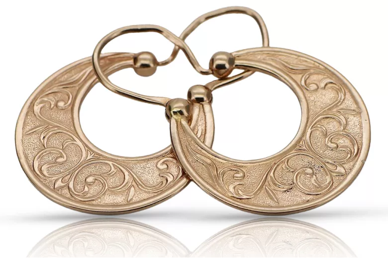 Vintage 14K Gold Florentine Finish Double Hoop Earrings - Ruby Lane