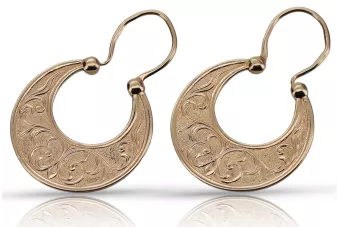Rose pink 14k 585 gold Vintage Gipsy earrings ven050r