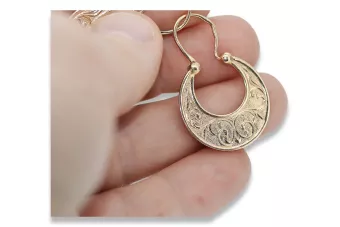 Rose pink 14k 585 gold Vintage Gipsy earrings ven050r