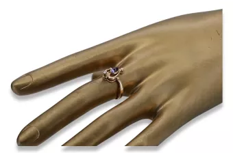 Sovietų 14k 585 aukso Rusijos rožinio aukso žiedas su Aleksandrinu Rubinu Sapiru Smaragdu Zirkonja vrc034