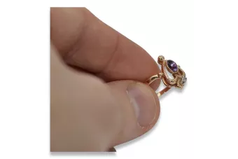 Sovietų 14k 585 aukso Rusijos rožinio aukso žiedas su Aleksandrinu Rubinu Sapiru Smaragdu Zirkonja vrc034