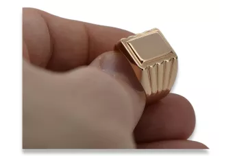 Розово розово 14k злато 585 Мъжки пръстен с печат vsn034 Руски съветски ретро стил бижута