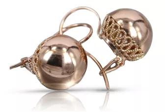 Boucles d’oreilles en boule d’or soviétique rose russe 14k 585 cen007r