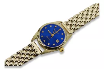 Zlaté hodinky s ženským náramkem 14k Ženeve LW020YDBL & LBW004Y