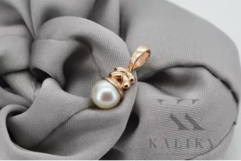 Vintage rose 14k 585 gold pearl pendant vppr005