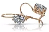 Vintage rose pink 14k 585 gold zircon earrings vec196