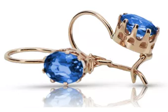 Vintage rose pink 14k 585 gold sapphire earrings vec196