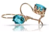 Vintage rose pink 14k 585 gold aquamarine earrings vec196