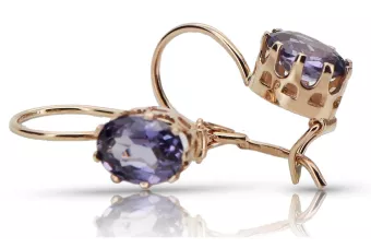 Vintage rose pink 14k 585 gold alexandrite earrings vec196