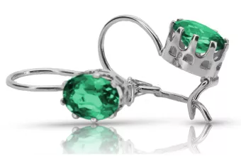 Βίντεζ ασημένια ακουστικά 925 με Emerald vec196s
