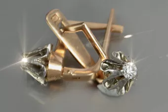 Ruská sovietska ružová ruža 14k 585 Gold Vintage náušnice Vec197 Alexandrite Rubin Emaragd Sapphire.