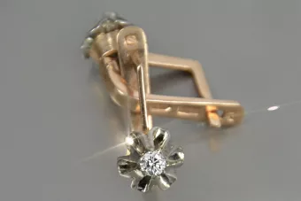 Ruská sovietska ružová ruža 14k 585 Gold Vintage náušnice Vec197 Alexandrite Rubin Emaragd Sapphire.